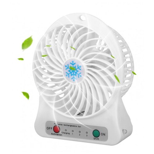 Маленький настольный вентилятор с 3 режимами / Ночник с подсветкой зарядки и лампочкой / Портативный охладитель воздуха компактный / Белый