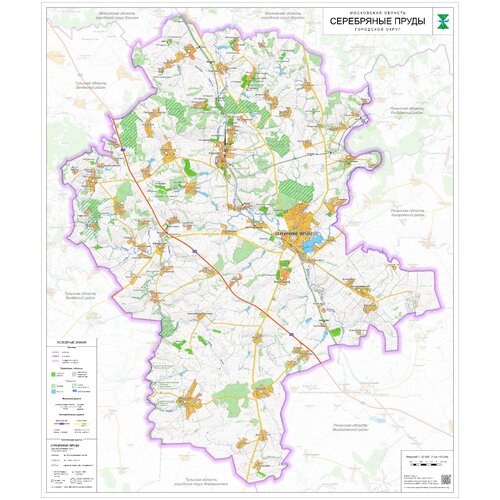 Настенная карта городского округа Серебряные Пруды, 95 х 80 см (на баннере)