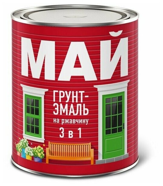 фото МАЙ "3 в 1" грунт-эмаль по ржавчине, синяя (0,8кг)