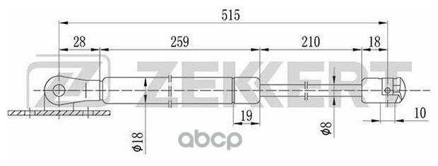 ZEKKERT GF-1339 Пружина газовая капота Opel Omega B 94-