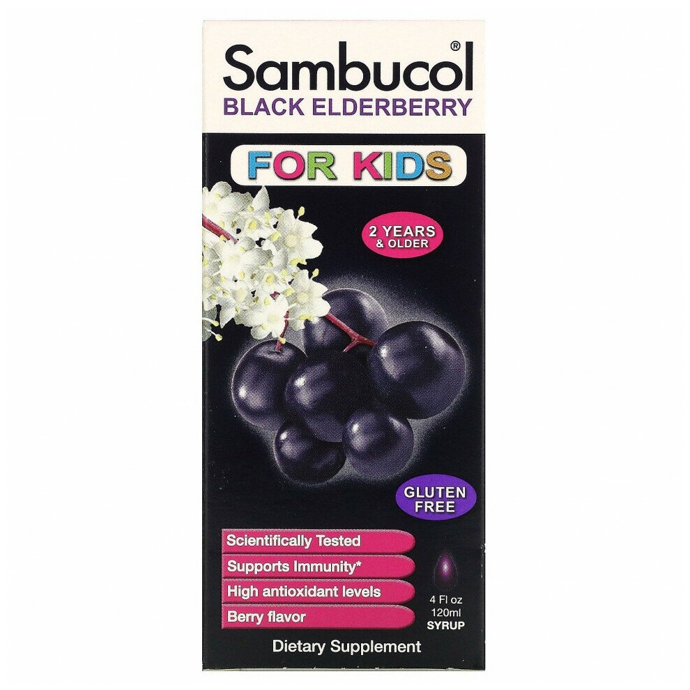 Сироп Sambucol Black Elderberry for kids, 180 г, 120 мл