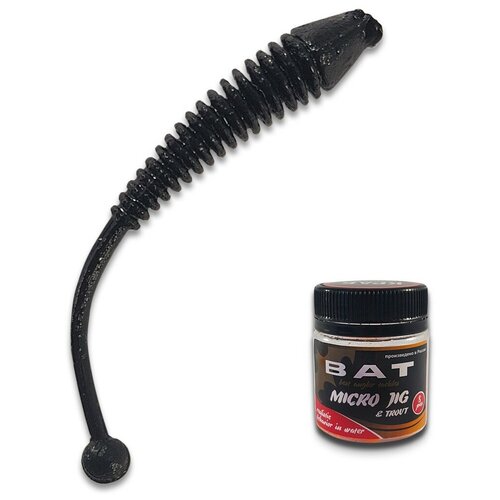 Cиликоновые приманки для рыбалки микроджиг ВАТ ZON worm 63мм, аромат: краб, цвет: черный, 8 шт.