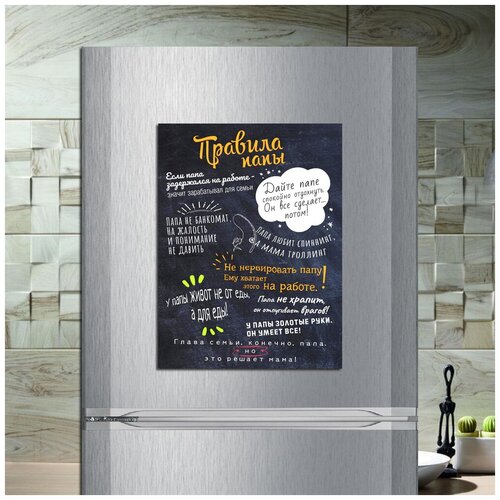 Магнит табличка на холодильник (20 см х 15 см) Правила папы Сувенирный магнит Подарок для папы Декор интерьера №3