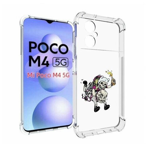 Чехол MyPads время приключений скелеты для Xiaomi Poco M4 5G задняя-панель-накладка-бампер