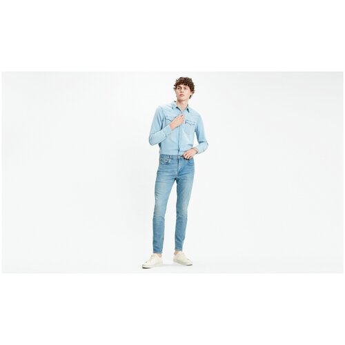 Джинсы зауженные Levi's 512 SLIM TAPER, полуприлегающий силуэт, высокая посадка, размер 30/32, голубой