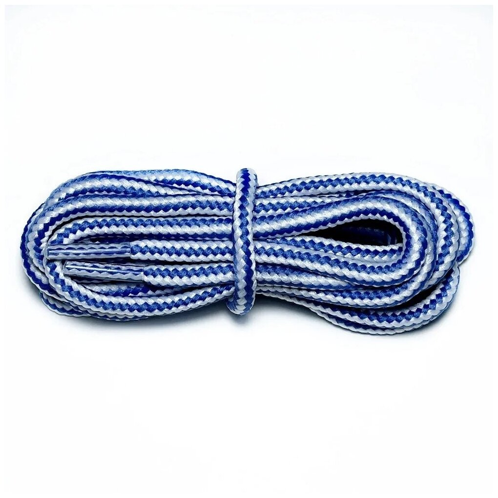 Шнурки LENKO полосатые белые с синим 80 см