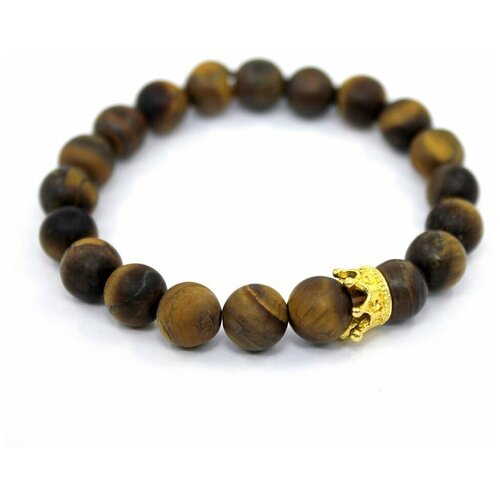 фото Handinsilver ( посеребриручку ) браслет из матового камня тигровый глаз 8мм и короной