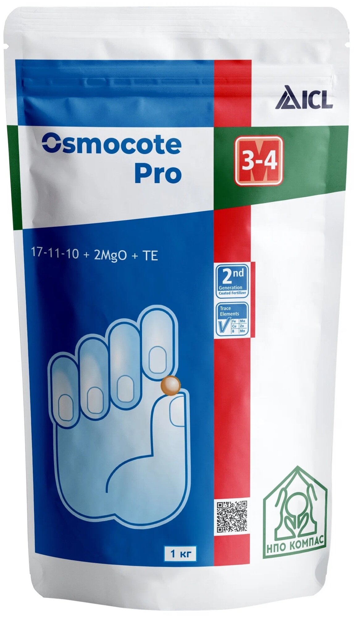 Удобрение Osmocote Pro 17-11-10 + 2мэ 3-4 м, 1 кг - фотография № 1