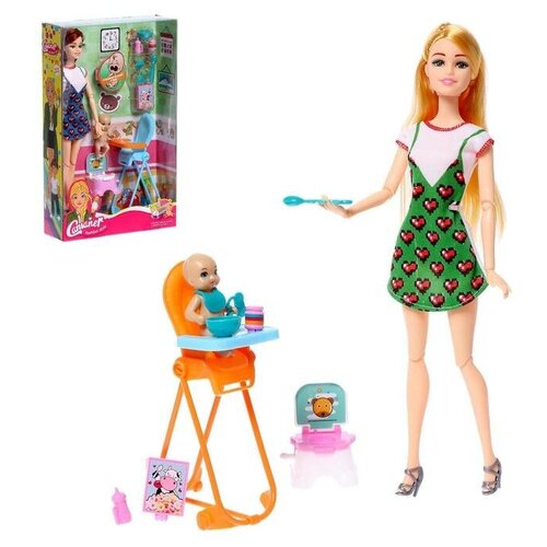 Кукла-модель шарнирная «Анна» с малышом и аксессуарами, микс