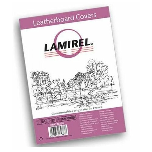 Обложка Lamirel Delta A4 (картонные, с тиснением под кожу , зеленый, 250г/м, 100шт.)