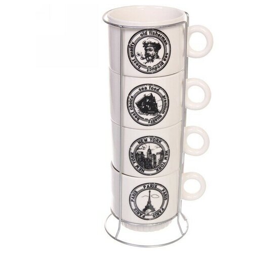 Набор кружек на стойке 280мл «Путешествия»