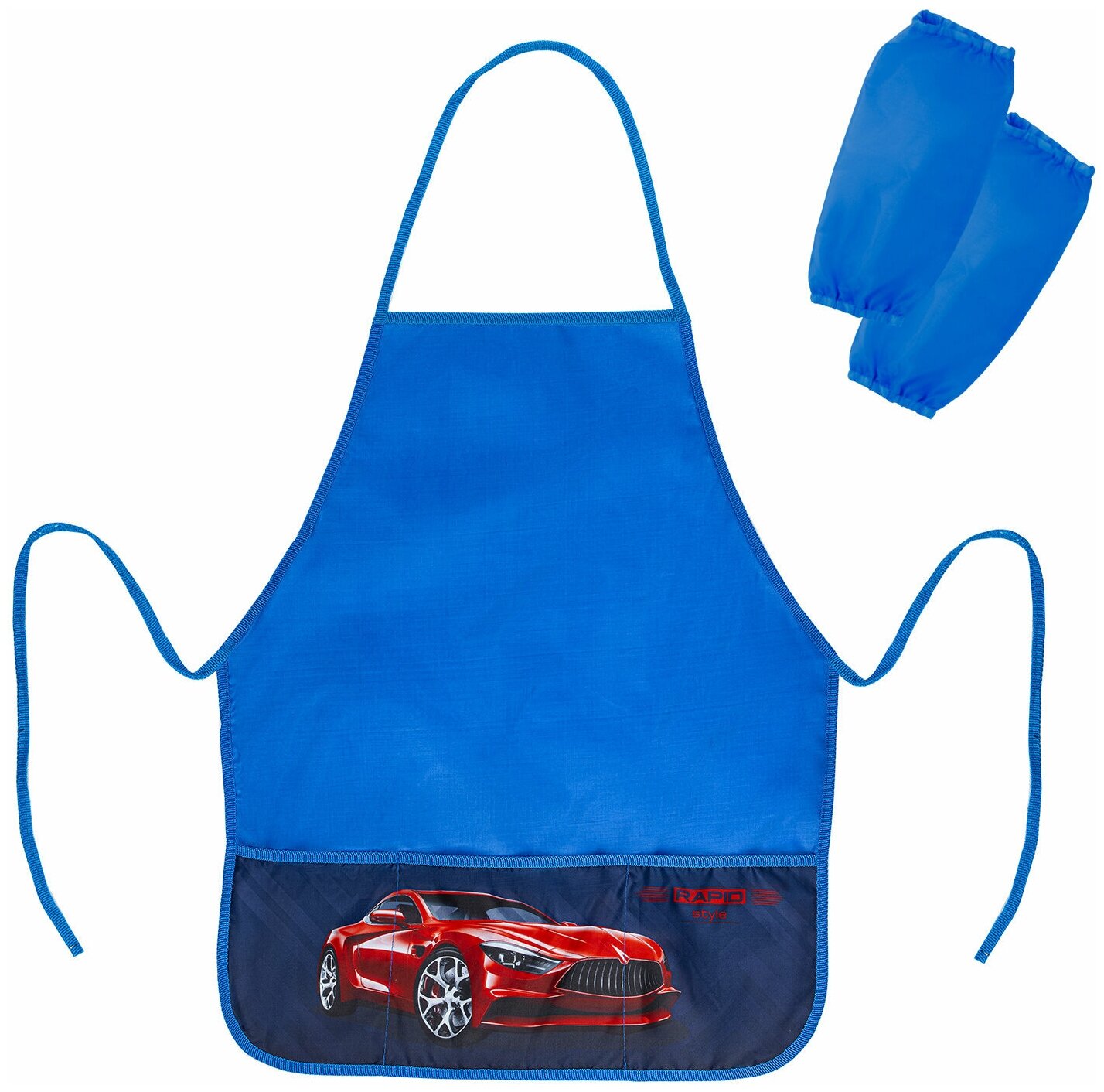 фото Фартук школьный детский для уроков труда, рисования, занятий творчеством с нарукавниками Brauberg, 45x54 см, 3 кармана, Rapid style, 271052