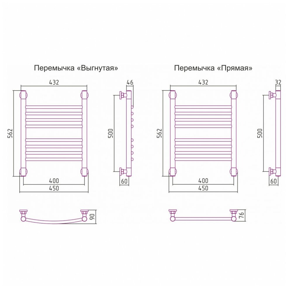 Водяной полотенцесушитель Сунержа Богема+ выгнутая 500x400 (черный матовый) - фотография № 3