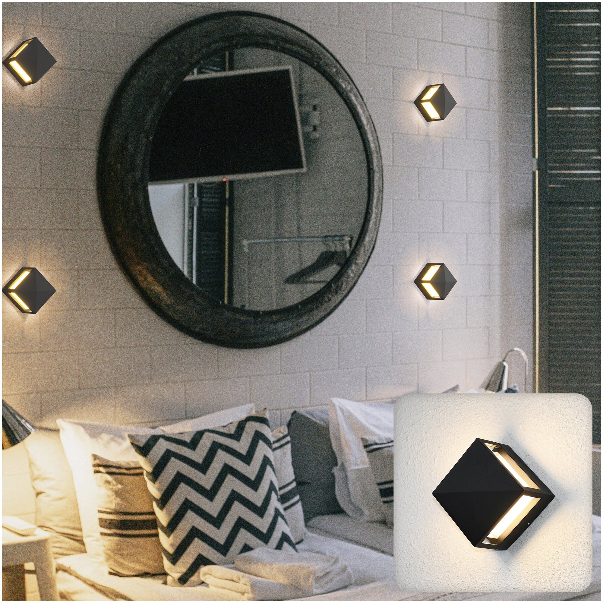 фото Светильник настенный накладной Nuovo LED, 5Вт, 3000К, IP54, 110х105х110мм, алюминий, черный, закрытый, duwi, 24376 2