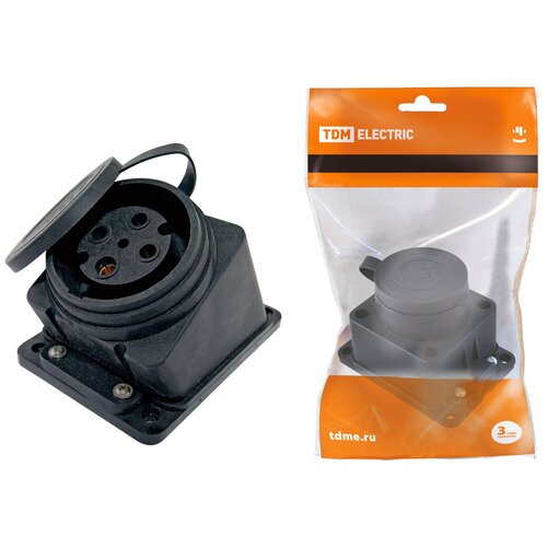 Розетка настенная с загл. наклон. каучук 3Р+РЕ 32А 380В IP44 TDM SQ0612-0009 (1 шт.)