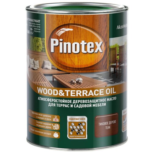 Масло Pinotex Wood & Terrace, тик, 1 л масло для террас pinotex wood