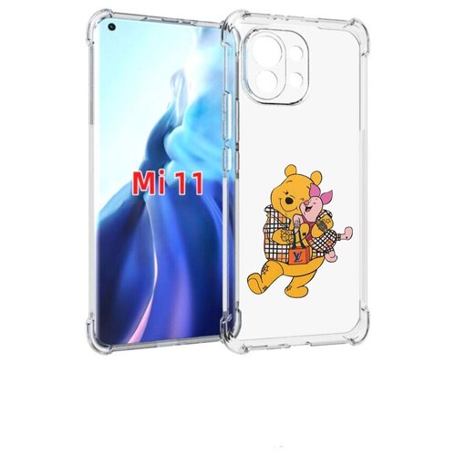 Чехол MyPads модный-медведь-из-винни-пуха для Xiaomi Mi 11 (экран 6.81) задняя-панель-накладка-бампер