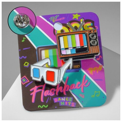 фото Набор значков (2 шт.) "ретро", цветной в серебре queen fair