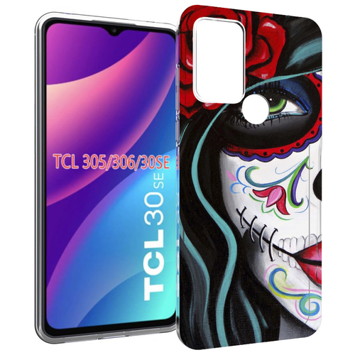 Чехол MyPads девушка в масочке расписная женский для TCL 30SE / TCL 305 / TCL 306 / TCL 30E задняя-панель-накладка-бампер