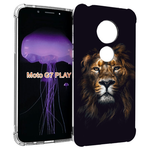 Чехол MyPads Лев-в-тени мужской для Motorola Moto G7 Play задняя-панель-накладка-бампер