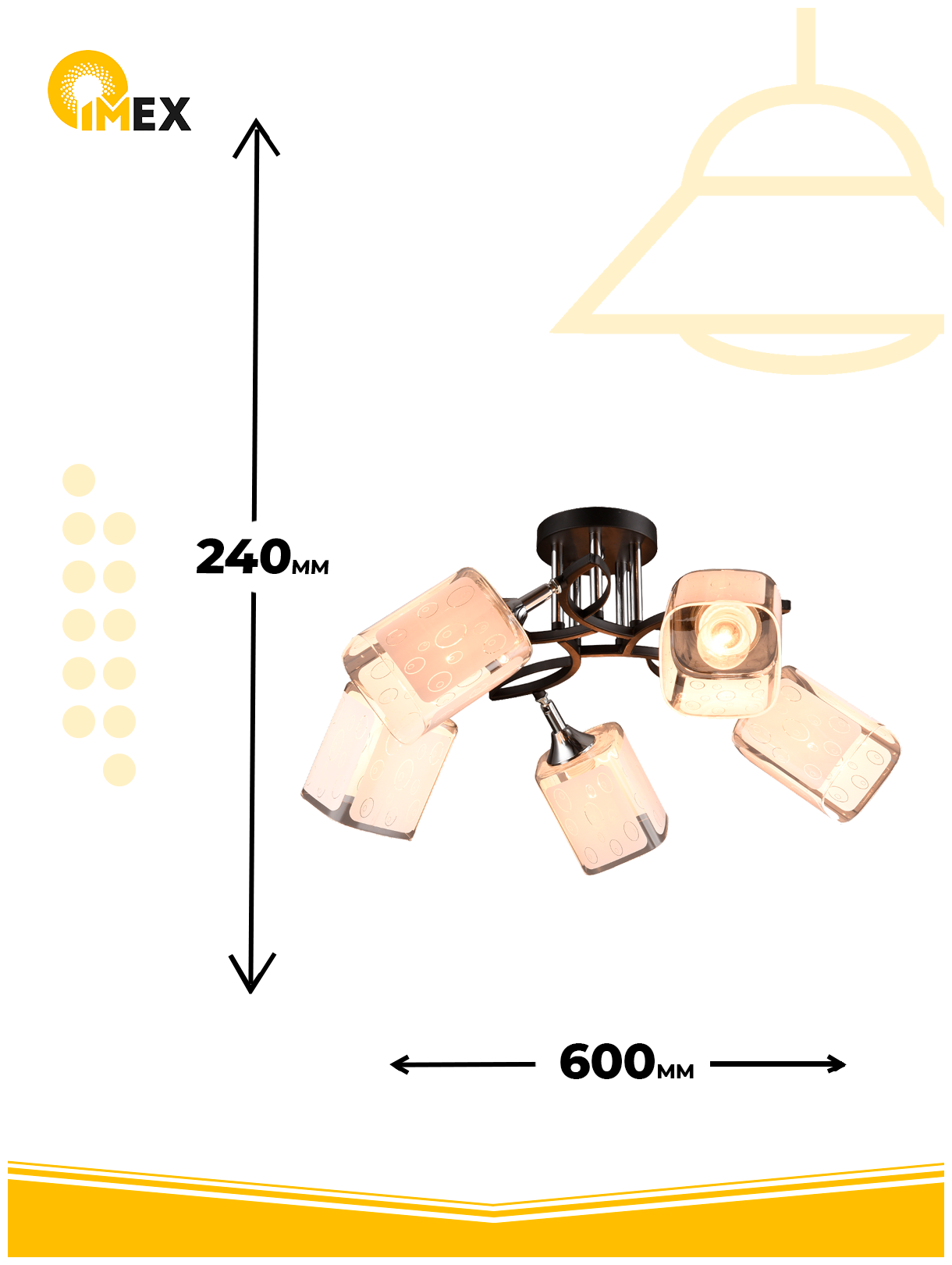 Люстра потолочная 5*60Вт Е27 MD.3499-5-S BK+CH