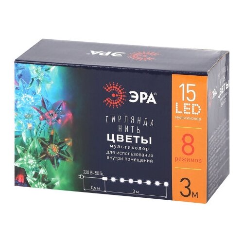 ENIN-3Z ЭРА Гирлянда LED Нить Цветы 3 м мультиколор, 220V, IP20 (36/864) (Б0041896)