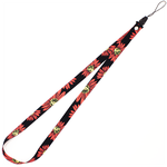 Тканевый шнурок на шею для ключей с принтом цветы / Тканевая лента для ключей с карабином / Ланъярд для бейджа - изображение