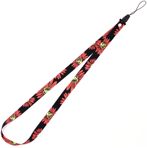 Фото Тканевый шнурок на шею для ключей с принтом цветы / Тканевая лента для ключей с карабином / Ланъярд для бейджа