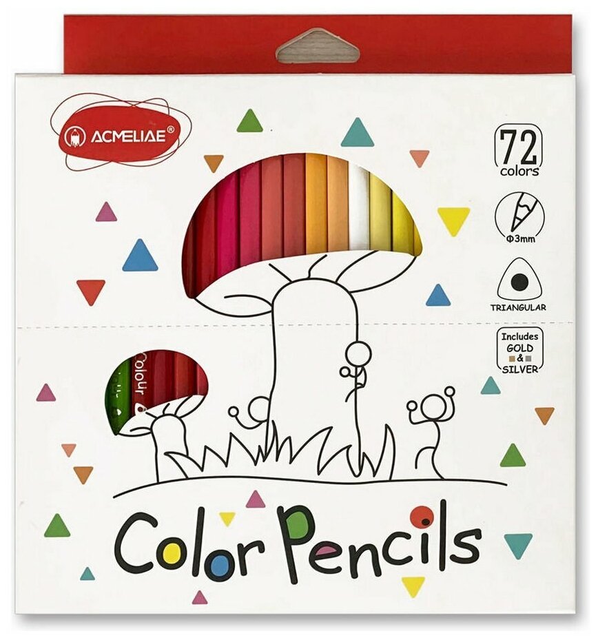 Набор цветных трехгранных карандашей ACMELIAE 72цв. в картонном футляре
