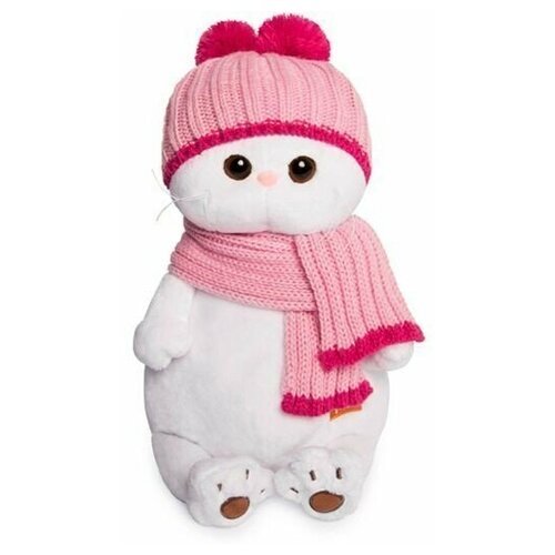 фото Мягкая игрушка basik&ko кошечка ли-ли в розовой шапке с шарфом, 24 см (lk24-022) basik&co