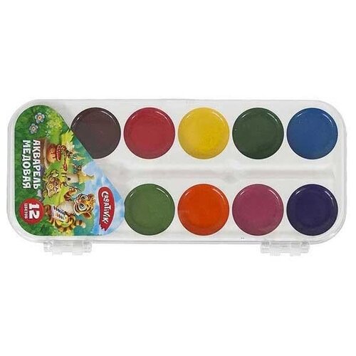 Акварель школьная Creativiki 12 цветов в пластиковом контейнере АКВП12КР 226₽