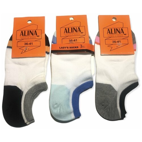 Носки Alina, 3 пары, размер 36-41, голубой, серый, черный носки женские alina