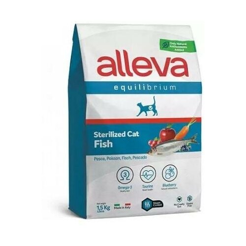 ALLEVA EQUILIBRIUM CAT Sterilized Fish Сухой корм для кастрированных котов и стерилизованных кошек c рыбой 1,5 кг, 1165 (2 шт) корм сухой низкозерновой для стерилизованных кошек и кастрированных котов курица с гранатом neutered n