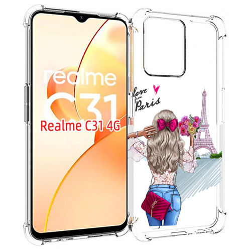 Чехол MyPads Парижанка женский для OPPO Realme C31 задняя-панель-накладка-бампер