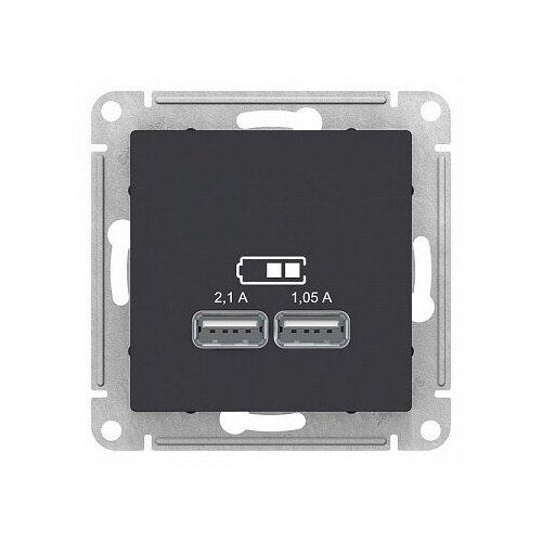 Розетка 2xUSB ATLASDESIGN, карбон. ATN001033 Schneider Electric