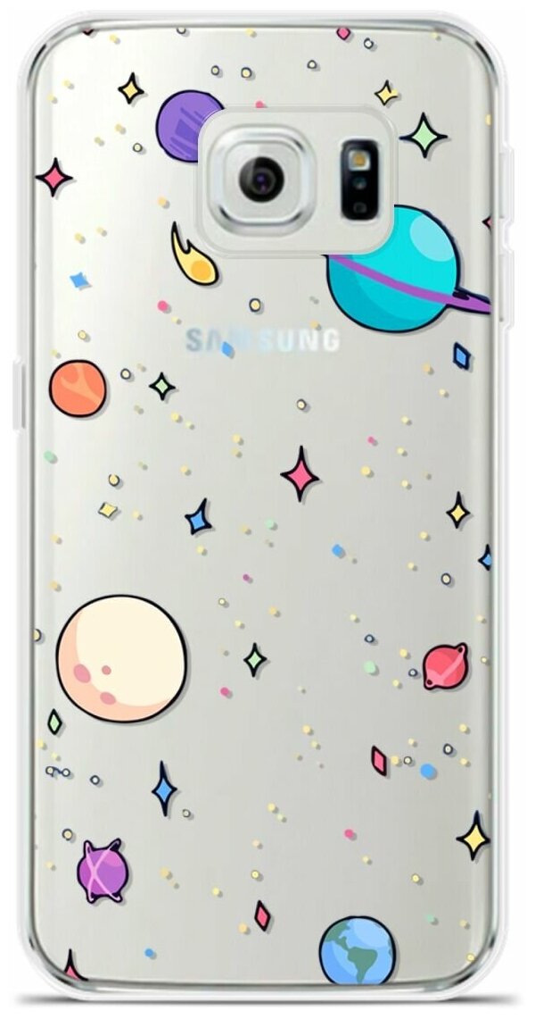 Силиконовый чехол на Samsung Galaxy S6 Edge Планеты / для Самсунг Галакси С6 Эдж