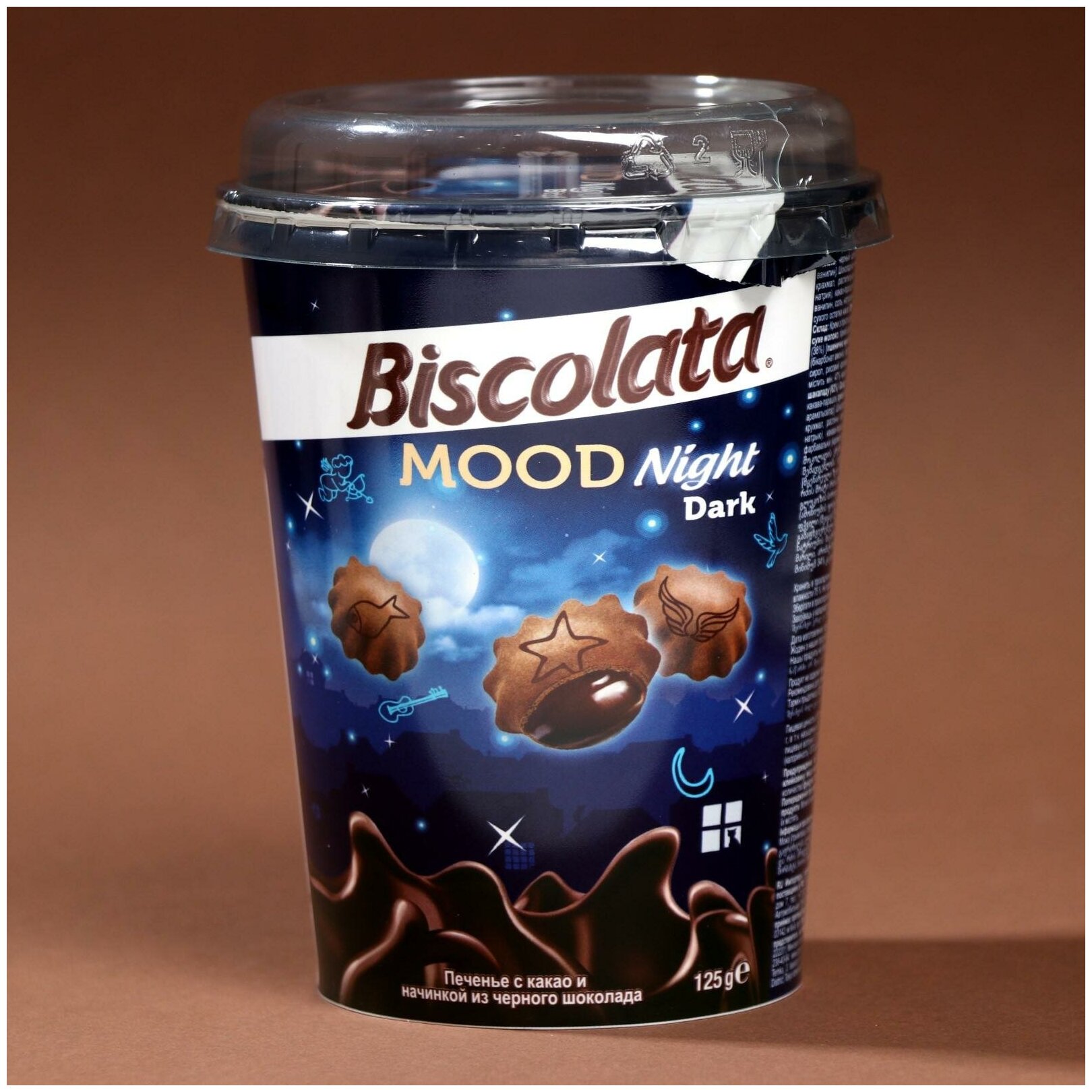 Печенье Biscolata Mood BITTER с черным шоколадом 125г (стакан) 24шт/кор 7394852