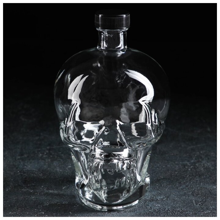 --- Бутылка стеклянная «Череп», 740 мл, цвет прозрачный - фотография № 2