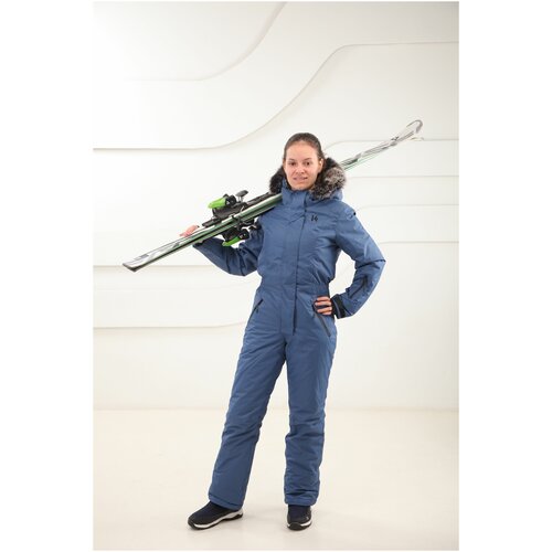 фото Комбинезон для сноубординга, зимний, силуэт прямой, карманы, капюшон, мембранный, размер 42-164, синий sunenergy+