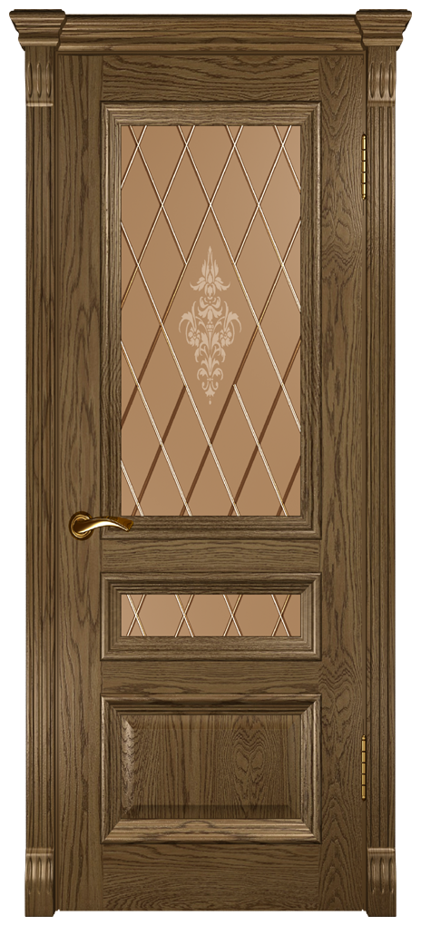 Межкомнатная дверь шпон Фараон 2 мореный дуб светлый со стеклом
