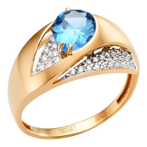 Кольцо из золота с природным голубым топазом