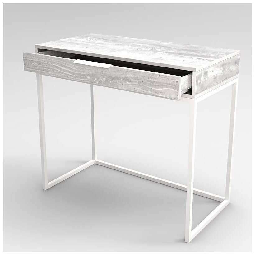 Столик туалетный, стол письменный с ящиком Сканди Make Mebel 90*45*78 см Белый бетон пайн - фотография № 2