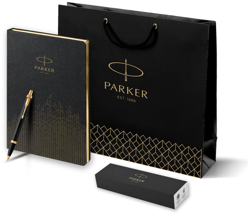 Набор PARKER ручка Parker IM Metal Black GT и ежедневник недатированный, искусственная кожа, 128 листов, черный/золотистый