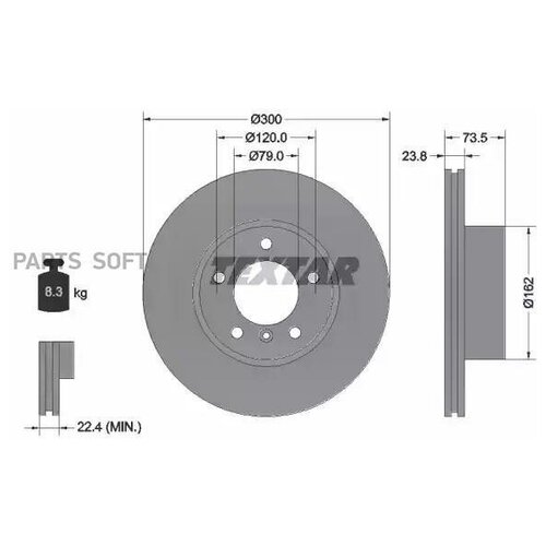 Диск торм. пер. BMW 1 E81, E87, E82, E88, 3 E90, E91, E92, E93, Z4 Roadster E89 03=> PRO+ TEXTAR / арт. 92137705 - (1 шт)