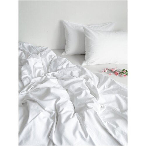 Комплект постельного белья COMFORT HYGGE WHITE CLOUD размер евро, однотонный вареный хлопок, цвет белый