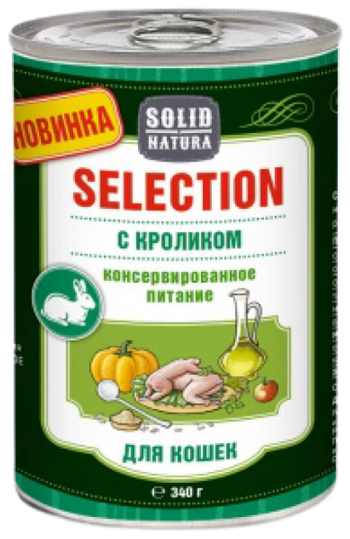 ЦБ-00034859 SOLID NATURA Selection с кроликом влажный корм для кошек жестяная банка 340гр