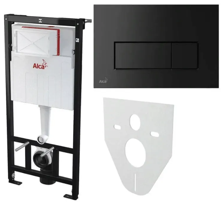 Инсталляции для унитаза AlcaPlast AM101/1120-4:1 RU, M578-0001, кнопка квадратная, черный матовый