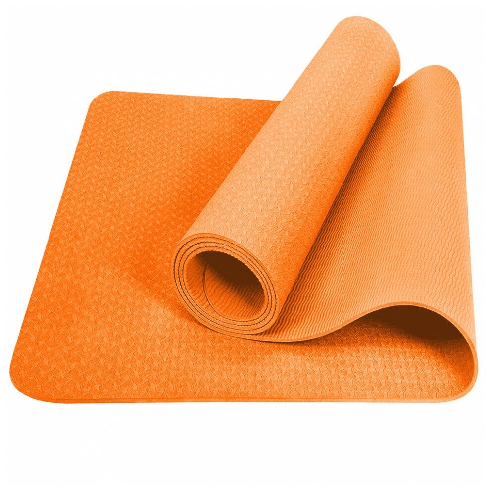 Коврик для йоги ТПЕ 183х61х0,6 см E39317 (оранжевый)