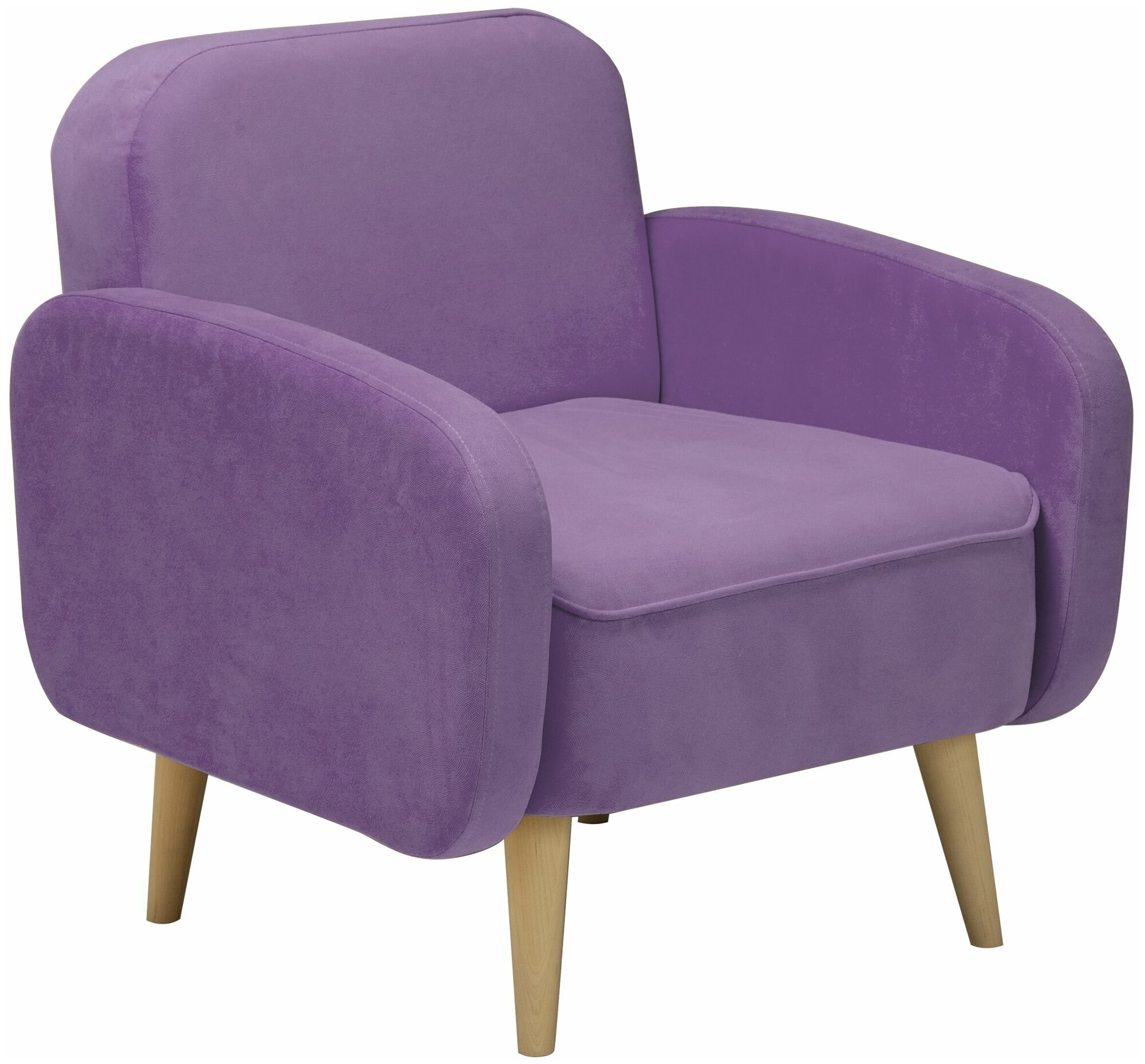 Кресло для отдыха Малютка, мягкое, с подлокотниками, на ножках, велюр фиолетовый