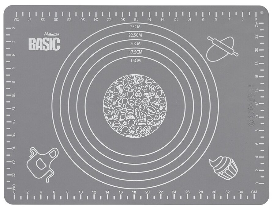 Коврик кулинарный силиконовый со шкалой BASIC Marmiton, 40х30 см